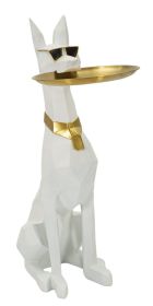 Socha/mísa CANE 74 CM bílá/zlatá