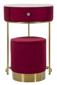 Toaletní stolek SHARON 70 CM červený/zlatý