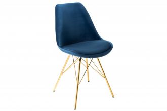 Jídelní židle SCANDINAVIA RETRO tmavě modrá / zlatá