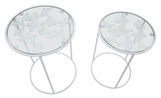 2SET odkládací stolek BUTTERFLY 60/55 CM bílý