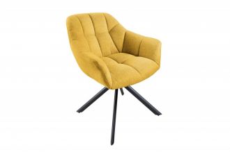 Jídelní židle PAPILLON tmavě žlutá strukturovaná látka otočná