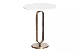 Odkládací stolek ELEGANCE 60 CM zlatý mramor-bílý