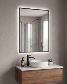 Zrcadlo AMBIENTE 60x80 CM s LED podsvícením po celém obvodu v černém hliníkovém rámu