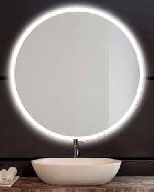 Zrcadlo MOONLIGHT RONDE 100 CM s průsvitným 2 cm okrajem s příjemným LED podsvícením do stran