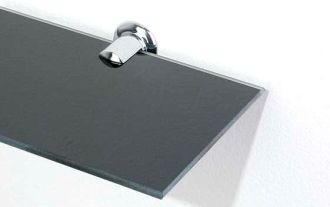 Černá polička 60x12 CM ze skla lacobel, včetně úchytů