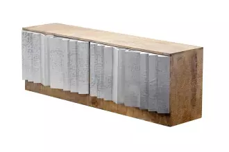 Televizní stolek/Nízká komoda ZALVERO 150 CM hliník/masiv mango Televizní stolek/Nízká komoda ZALVERO 150 CM hliník/masiv mango