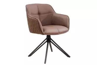 2SET židlo-křeslo EUPHORIA hnědá kůže otočná 180°