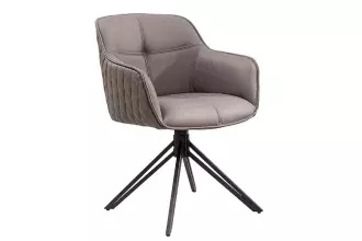 2SET židlo-křeslo EUPHORIA taupe kůže otočná 180°