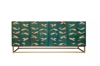 Komoda GOLDEN LAGOON 180 CM tyrkysová/zlatá masiv mango