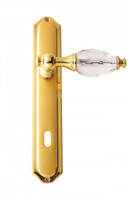 luxusní štítková klika BEBEK GOLD s potahem 24 kt zlata, čirý krystal