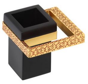 luxusní kelímek na kartáčky s úchytem FRAME GOLD s potahem 24 kt zlata
