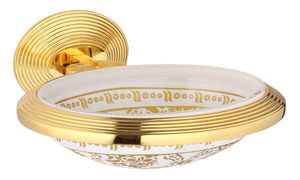 luxusní miska na mýdlo BUBBLE GOLD WHITE s potahem 24 kt zlata