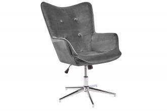 Křeslo LOUNGER šedé samet otočné
