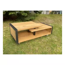 Konferenční stolek s kolečky IRON WOOD 110 CM masiv dub
