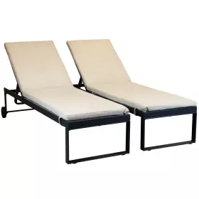Zahradní set lehátek s kolečky COBIE antracit/bílobéžová