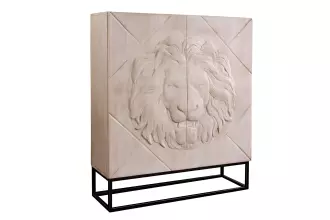Vysoká komoda LION 3D 120 CM krémová masiv mango