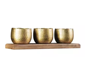 3SET mísa ORIENT zlatá/masiv mango
