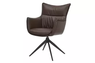 2SET jídelní židle VOGUE hnědá/černá umělá kůže otočná