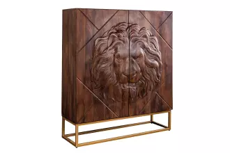 Vysoká komoda LION 3D 120 CM hnědá masiv mango