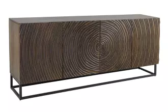 Komoda ZEN CIRCLE 3D 160 CM tmavě hnědá masiv mango