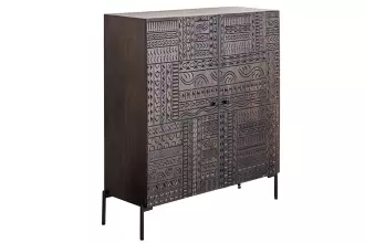 Vysoká komoda TRIBAL 3D 120 CM hnědá masiv mango