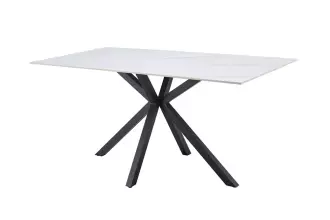 Jídelní stůl GALAXIE 160 CM keramika vzhled bílý mramor