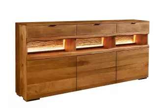 Komoda GRAND s LED osvětlením 180 CM hnědá masiv mango