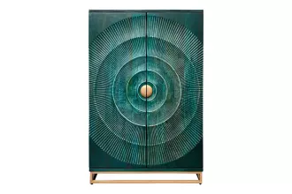 Barová skříň GOLDEN SUNSET 140 CM tyrkysová masiv mango