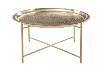 Konferenční stolek ORIENT 65 CM mosazný odnímatelný podnos