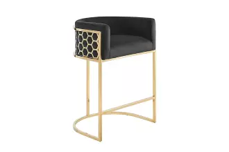Barová židle ELEGANCE 88 CM černá/zlatá samet