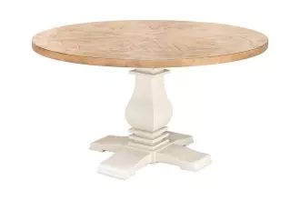 Kulatý jídelní stůl HAMPTONS 120 CM světle hnědý/krémový masiv borovice Kulatý jídelní stůl HAMPTONS 120 CM světle hnědý/krémový masiv borovice