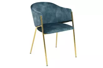 2SET jídelní židle NOBLESSE tyrkysově modrá/zlatá samet