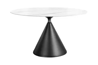 Kulatý jídelní stůl SIGNATURE 135 CM bílá/černá keramika