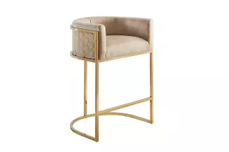 Barová židle ELEGANCE 88 CM béžová/zlatá samet