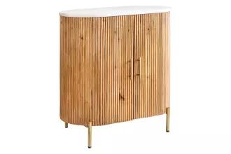 Vysoká komoda TRES CHIC 70 CM bílá/přírodní mramor/masiv mango