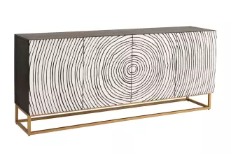 Komoda ZEN CIRCLE 177 CM masiv mango - bílá / černá