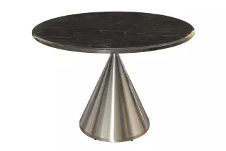Kulatý jídelní stůl ELEGANCIA 130 CM černá/chrom umělý mramor