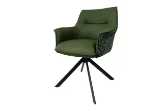 2SET jídelní židle LE GRAND 180° zelená/černá pravá kůže/texturovaná tkanina
