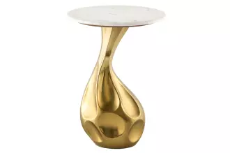Odkládací stolek TEAR 60 CM zlatý / bílý mramor, II. jakost (C)