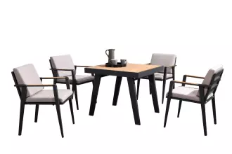 Zahradní 4 místná jídelní souprava EMOTI BLACK TAUPE