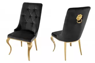 2SET židle MODERN BAROCCO GOLD S RUKOJETÍ černá samet
