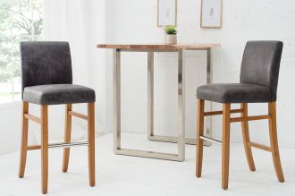 2SET barová židle VALENTINO vintage šedá mikrovlákno - SESTAVENO