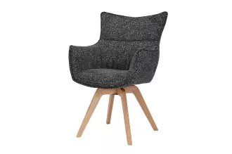 2SET jídelní židle VOGUE antracitová/přírodní texturovaná tkanina otočná