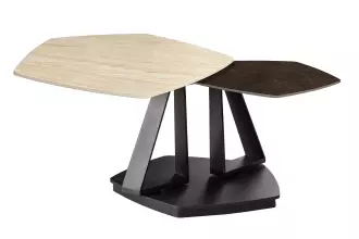 Konferenční stolek MOVEMENT NATUR 130 CM travertin/keramika otočný