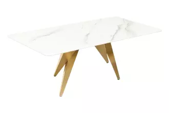 Konferenční stolek ART LIVING 130 CM bílá/zlatá mramor