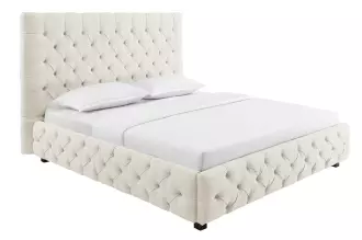 Postel PARIS CHESTERFIELD 180×200 CM béžová lněný potah