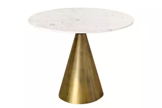 Kulatý jídelní stůl ELEGANCIA 100 CM bílá/mosaz mramor
