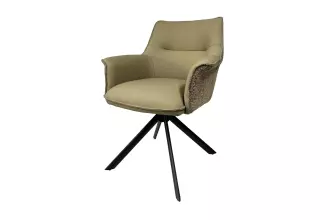 2SET jídelní židle LE GRAND 180° taupe/černá pravá kůže/texturovaná tkanina
