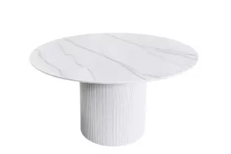 Kulatý jídelní stůl UNIQUE 120 CM bílý mramor/bílá