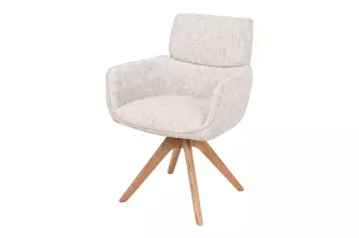 2SET jídelní židle UNIQUE béžová/přírodní otočná